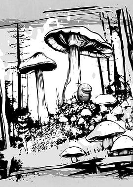 Autumn Mushrooms Forest