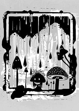 Autumn Mushrooms Forest