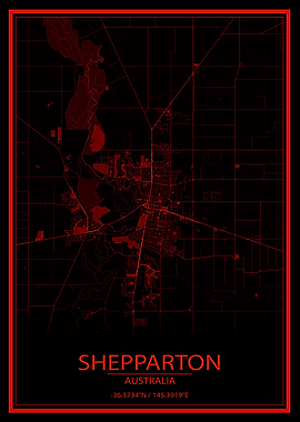 Shepparton AU Red City Map