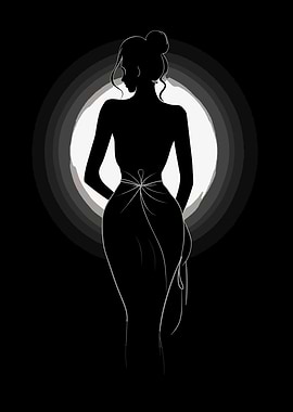 Woman back body line art
