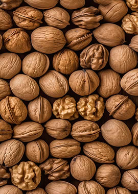 fresh walnuts piled up