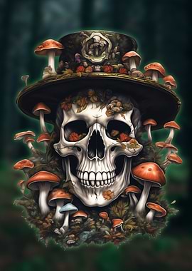 shroomy skull in the woods