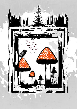 Autumn Mushrooms Forest