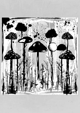 Autumn Mushrooms Forest