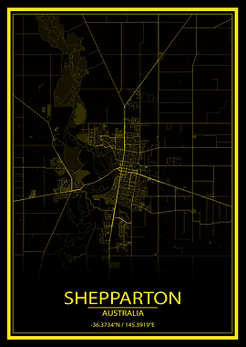 Shepparton AUS Yellow Map