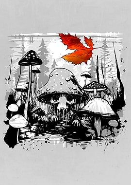 Autumn Mushrooms Forest