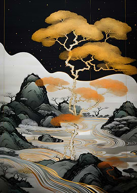 Abstract Gold Tree bonsai