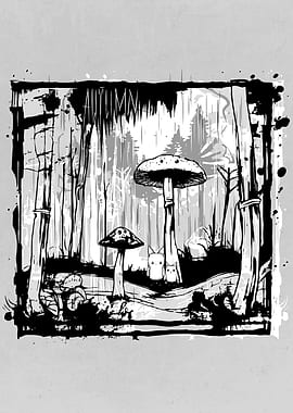 Autumn Mushrooms Forest