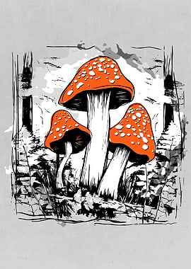 Autumn Mushrooms Forest