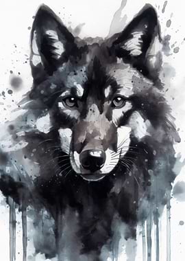 Watercolor Painted Wolf
