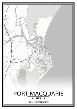 Port Macquarie White Map