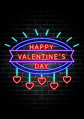 Happy Valentine Neon Quote