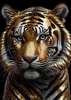 golden tiger head poster
