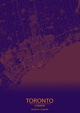 Toronto Canada Purple Map