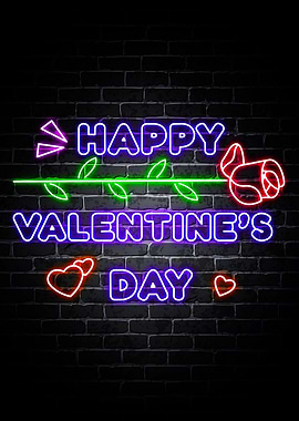 Happy Valentine Neon Quote