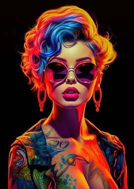 Neon Pin Up Girl