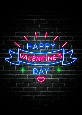 Happy Valentine Neon Quote