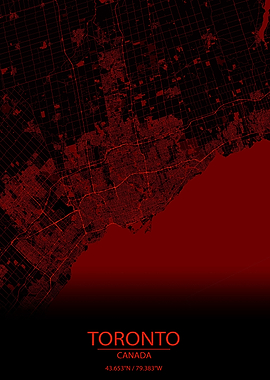 Toronto Canada Red Map