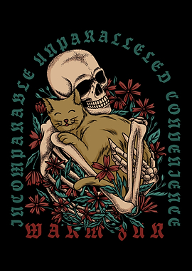 Skeleton Hug Cat Text