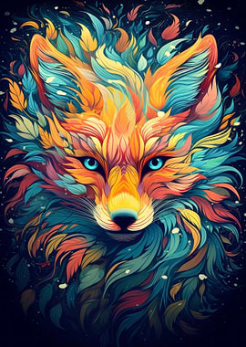 Red Fox Potrait Abstract