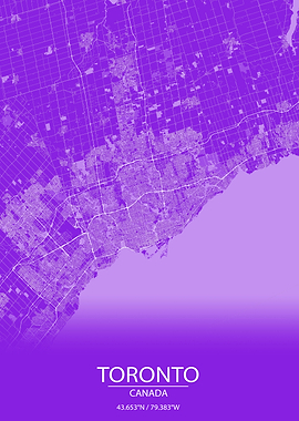 Toronto Purple White Map