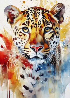 Watercolor Painted Jaguar