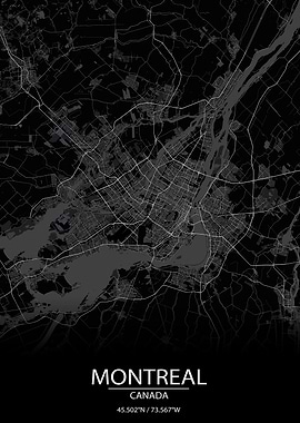 Montreal Canada Black Map