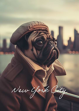 Funny Pug New York Fashion