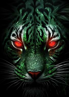 Green Black Tiger Animal