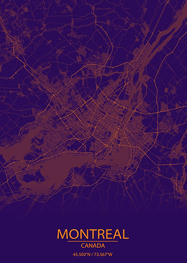 Montreal Canada Purple Map
