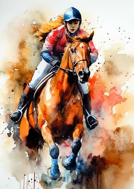 Horse riding sport art