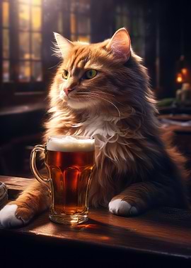 Cat With Beer