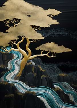 Big Gold Tree and river