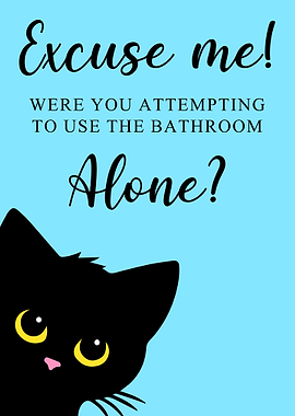 Funny Black Cat Bathroom
