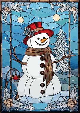 Snowman Stained Glass