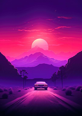 Synthwave Sunset Car