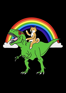 Shiba Inu T Rex Dinosaur