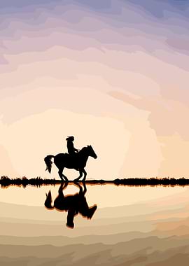 riding a horse in nature