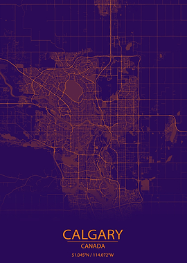Calgary Alberta Purple Map