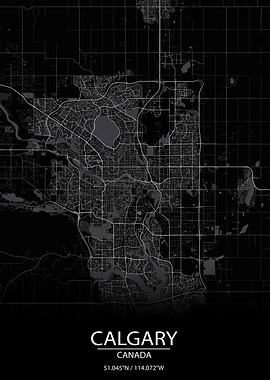 Calgary Canada Black Map