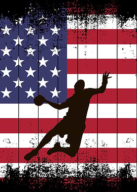 Handball player jumping wi