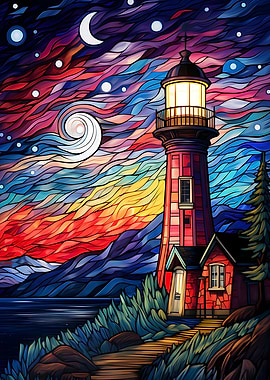 Lighthouse in Stained Glas