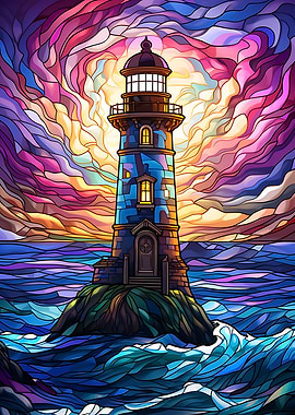 Lighthouse in Stained Glas