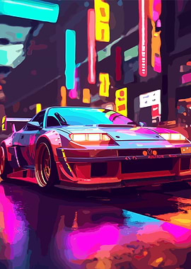 neon car drift