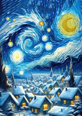 Starry night winter santa