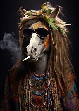 Hippie Horse Smoking