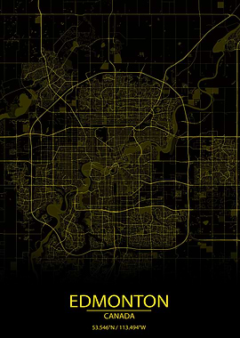 Edmonton CA Yellow Map