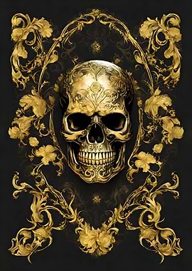 Gothic Black Gold Skull