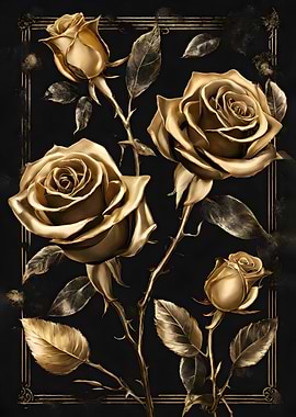 Black Gold Roses Luxury