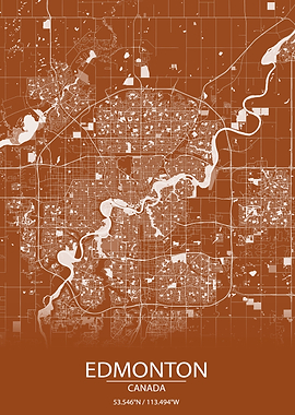 Edmonton Alberta Brown Map
